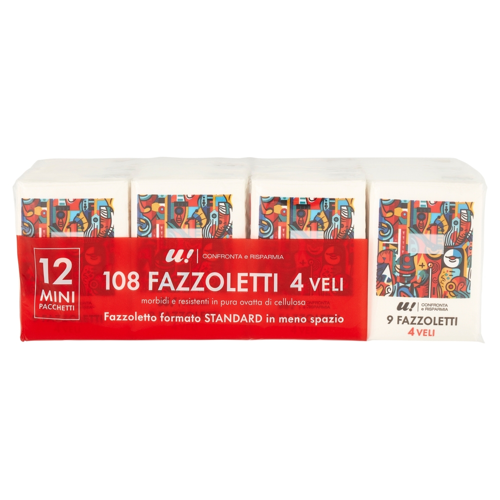 12 Mini Pacchetti di Fazzoletti 4 Veli U! Confronta e Risparmia